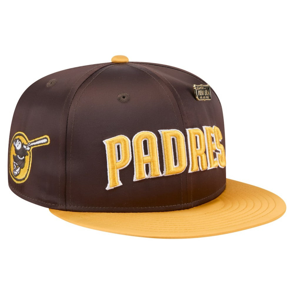 San Diego Padres Satin 59FIFTY Fitted Hat - Brown/Gold | New Era