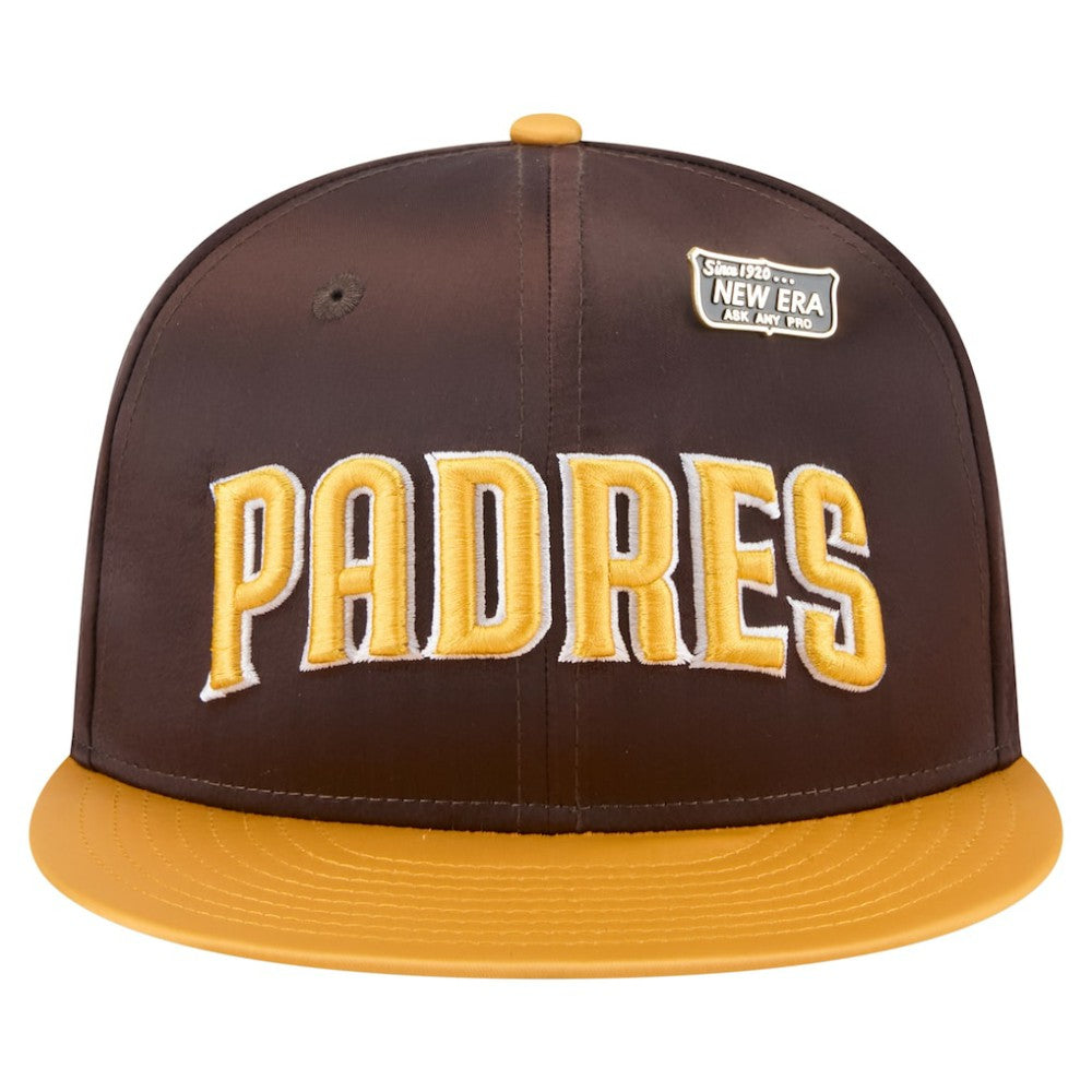 San Diego Padres Satin 59FIFTY Fitted Hat - Brown/Gold | New Era