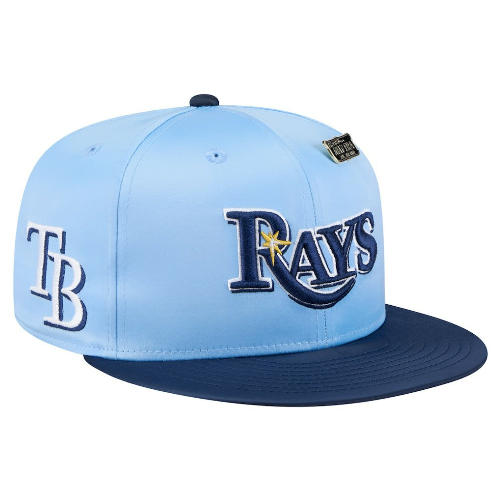 Tampa Bay Rays Satin 59FIFTY Fitted Hat - Light Blue/Navy | New Era
