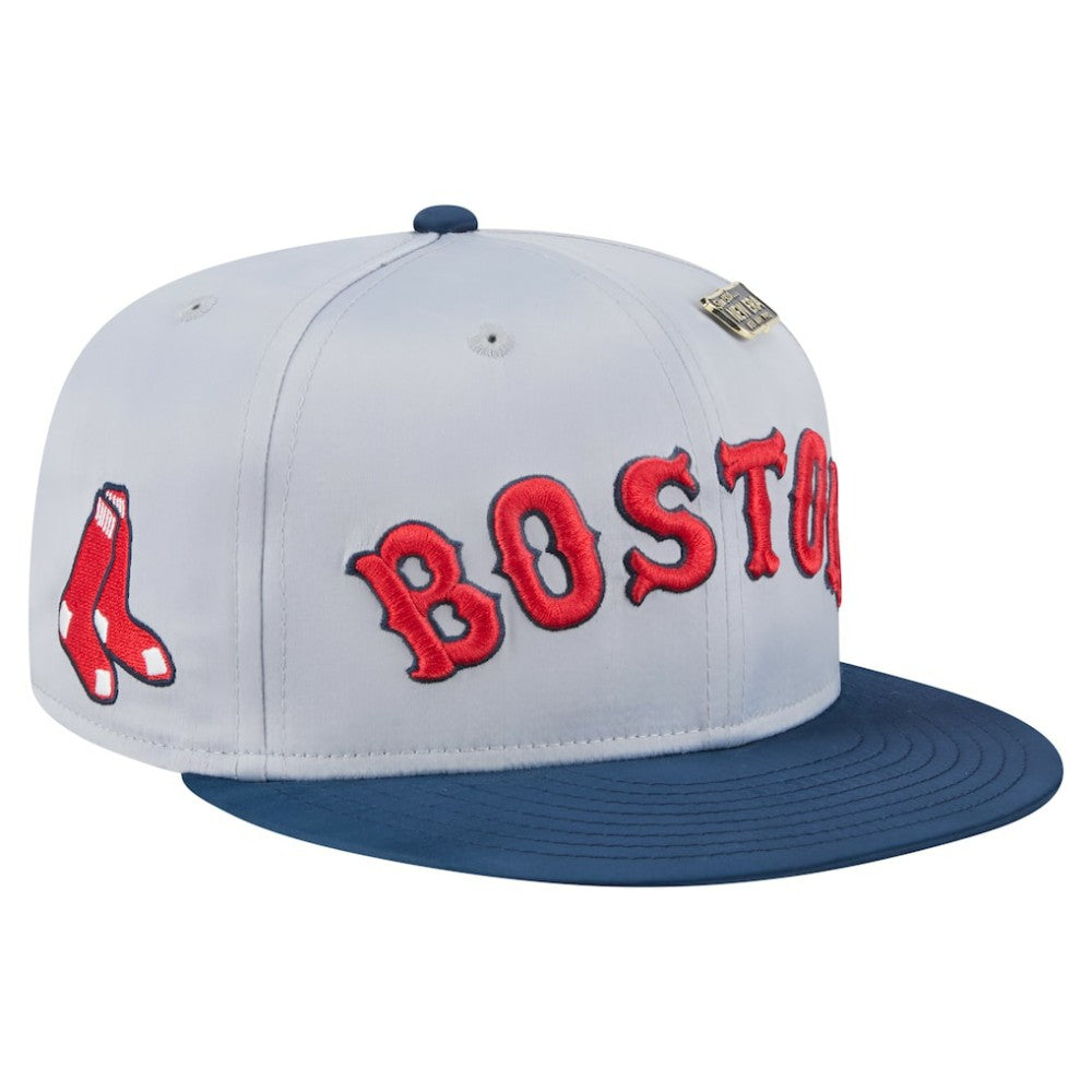 Boston Red Sox Satin 59FIFTY Fitted Hat - Gray/Navy | New Era