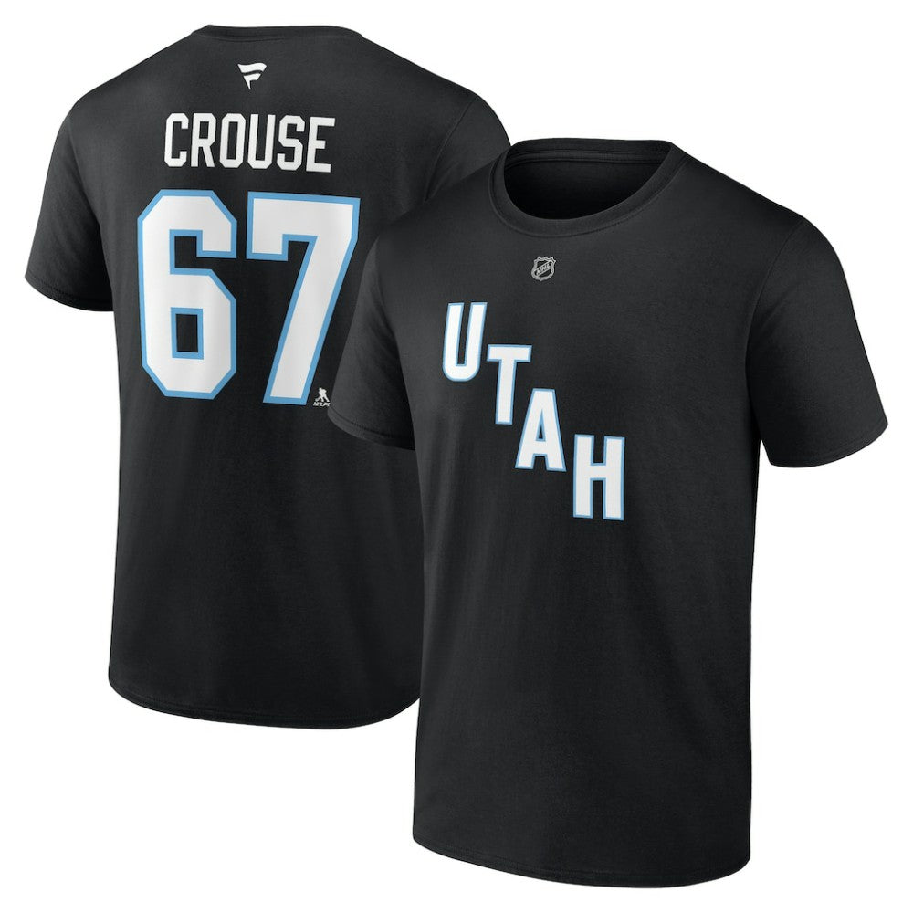 Lawson Crouse Utah Mammoth Fanatics Authentic Stack Name & Number T-Shirt Black