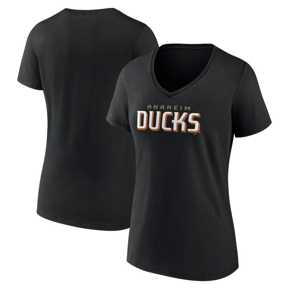Anaheim Ducks Women's Wordmark V-Neck T-Shirt – Black