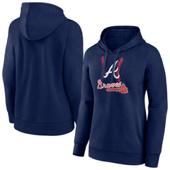 Atlanta Braves Women's Fastball Pullover Hoodie - Navy