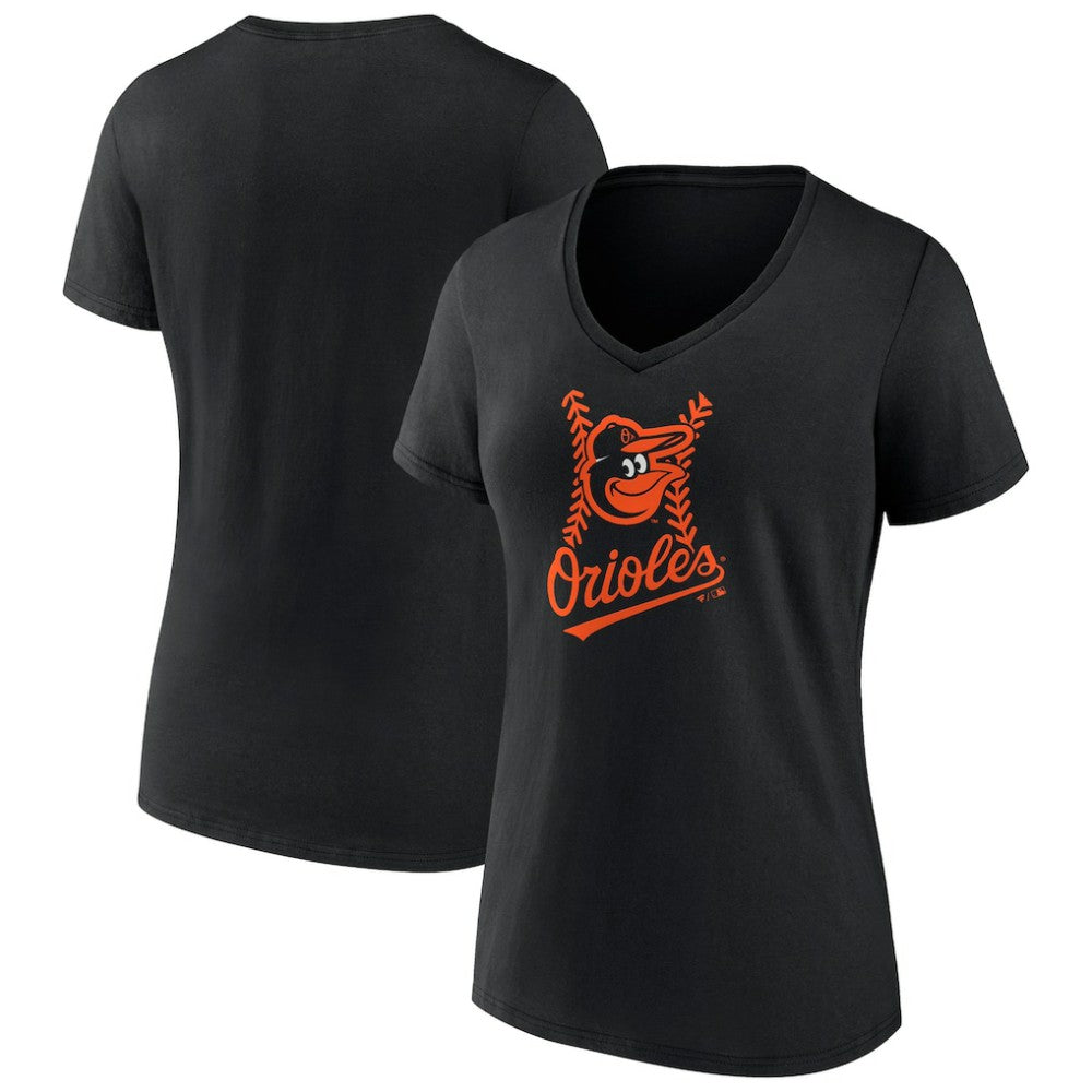 Baltimore Orioles Women's Fastball V-Neck T-Shirt - Black