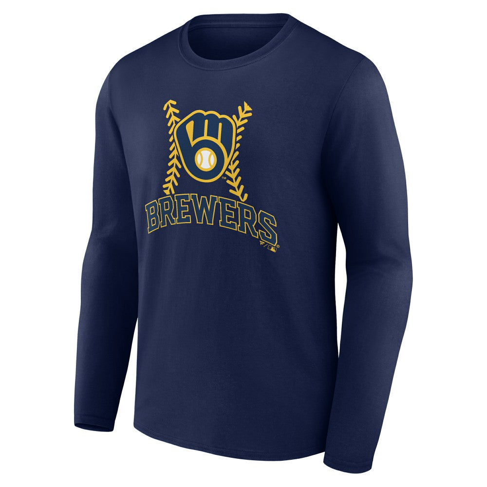 Milwaukee Brewers Fastball Long Sleeve T-Shirt - Navy