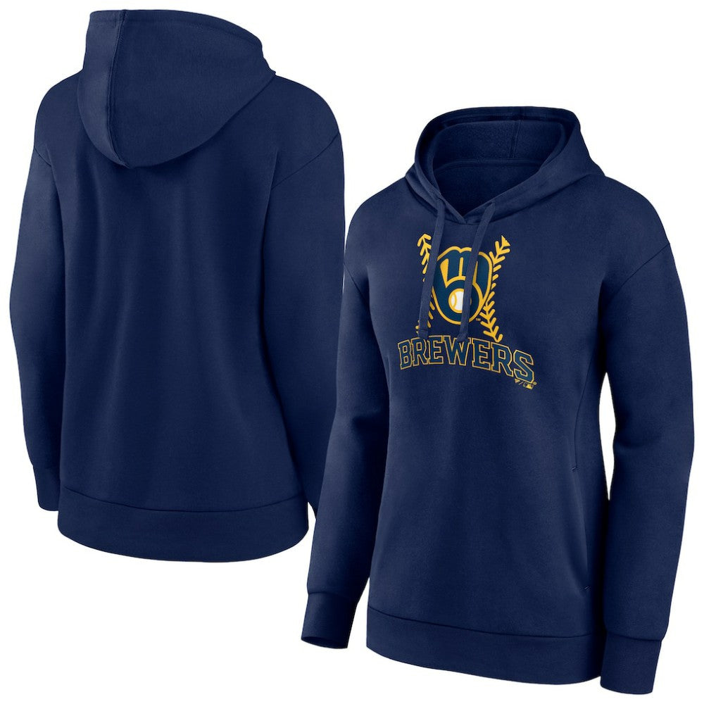 Milwaukee Brewers Women's Fastball Pullover Hoodie - Navy