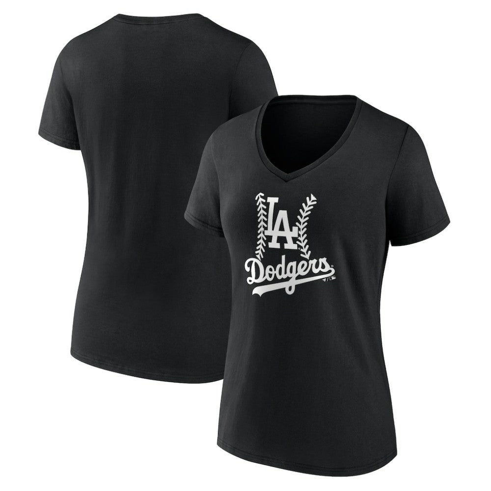 Los Angeles Dodgers Women's Fastball V-Neck T-Shirt - Black