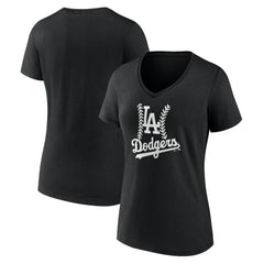 Los Angeles Dodgers Women's Fastball V-Neck T-Shirt - Black