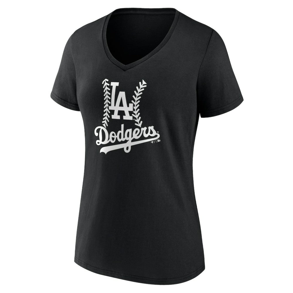 Los Angeles Dodgers Women's Fastball V-Neck T-Shirt - Black