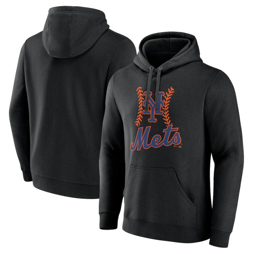 New York Mets Fastball Pullover Hoodie - Black