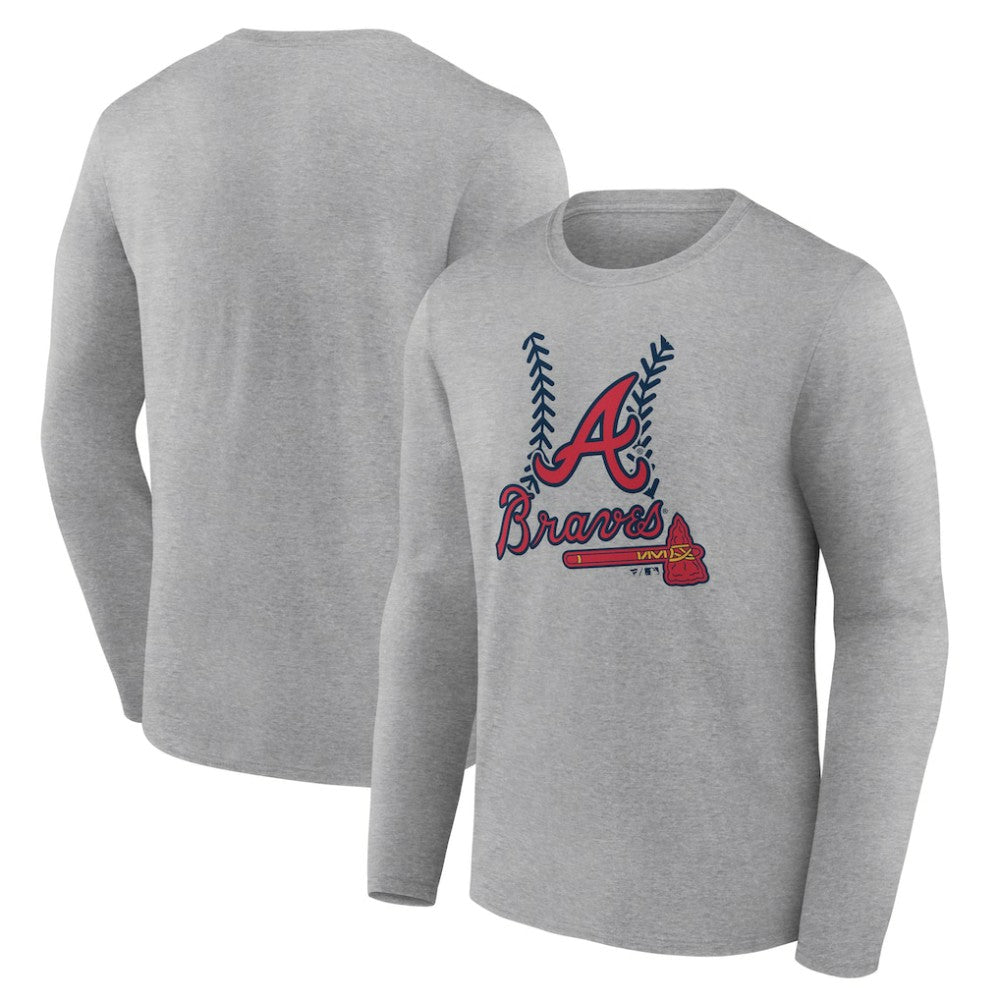 Atlanta Braves Fastball Long Sleeve T-Shirt - Gray
