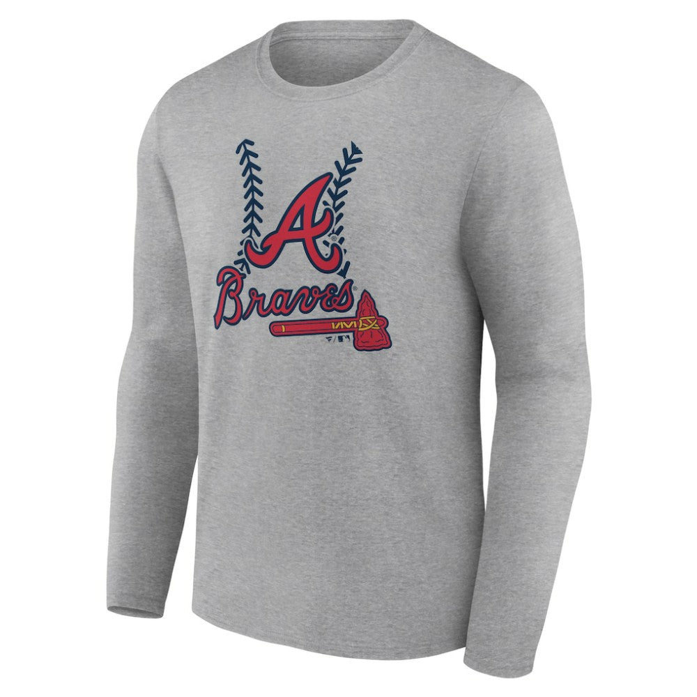 Atlanta Braves Fastball Long Sleeve T-Shirt - Gray