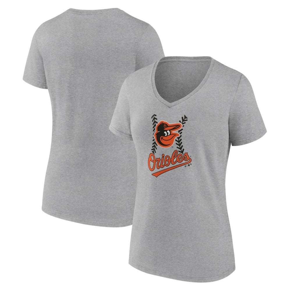Baltimore Orioles Women's Fastball V-Neck T-Shirt - Gray