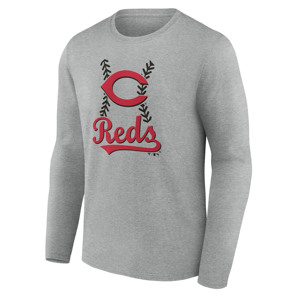 Cincinnati Reds Fastball Long Sleeve T-Shirt - Gray