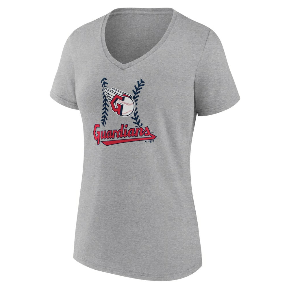 Cleveland Guardians Women's Fastball V-Neck T-Shirt - Gray