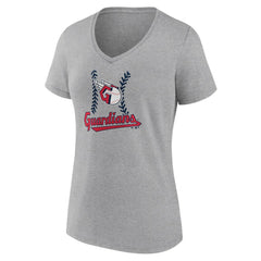 Cleveland Guardians Women's Fastball V-Neck T-Shirt - Gray