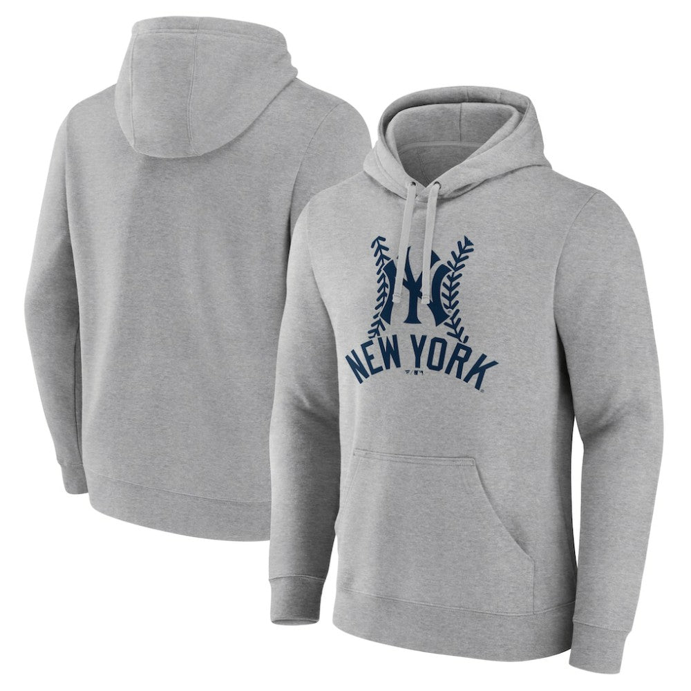 New York Yankees Fastball Pullover Hoodie - Gray