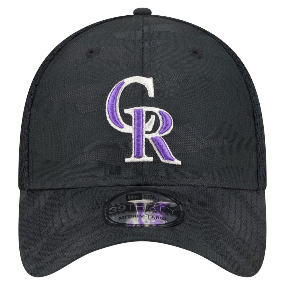 Colorado Rockies Youth Camo 39THIRTY Flex Hat - Black | New Era