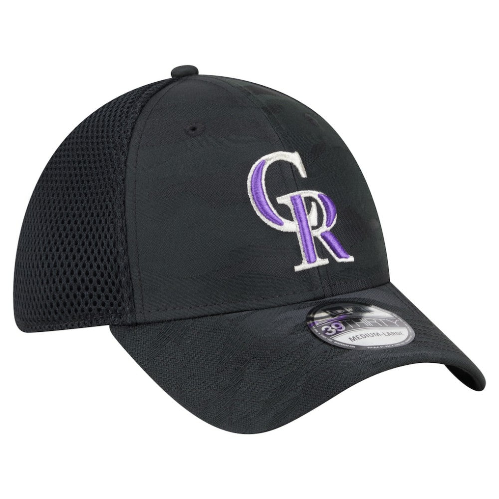 Colorado Rockies Youth Camo 39THIRTY Flex Hat - Black | New Era