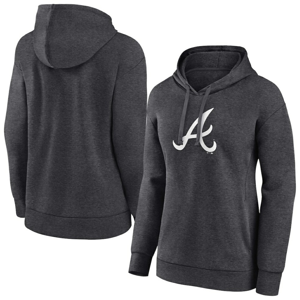 Atlanta Braves Women's Monochrome Pullover Hoodie - Charcoal