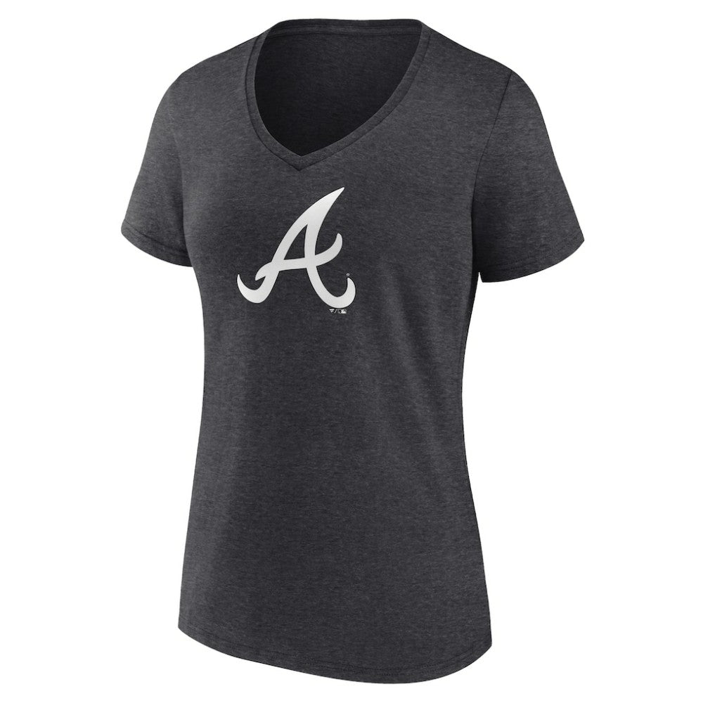 Atlanta Braves Women's Monochrome V-Neck T-Shirt - Charcoal