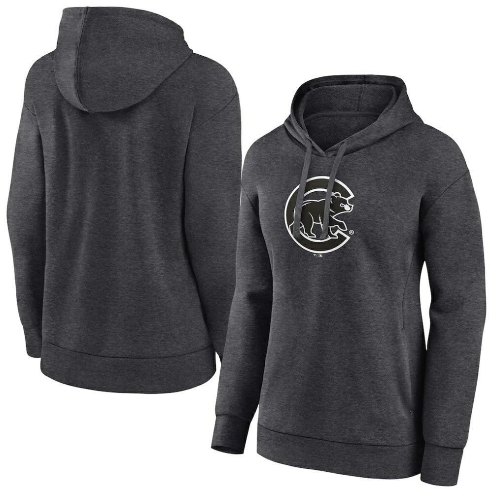 Chicago Cubs Women's Monochrome Pullover Hoodie - Charcoal