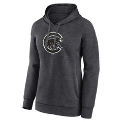 Chicago Cubs Women's Monochrome Pullover Hoodie - Charcoal