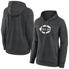 Cincinnati Reds Women's Monochrome Pullover Hoodie - Charcoal
