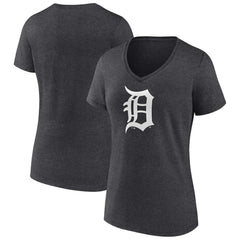 Detroit Tigers Women's Monochrome V-Neck T-Shirt - Charcoal