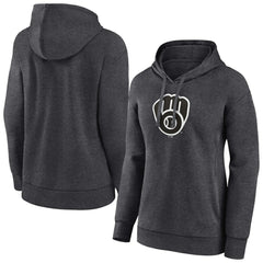 Milwaukee Brewers Women's Monochrome Pullover Hoodie - Charcoal