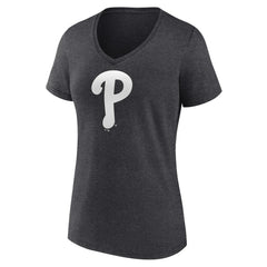 Philadelphia Phillies Women's Monochrome V-Neck T-Shirt - Charcoal