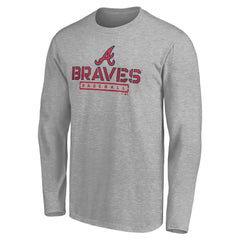 Atlanta Braves Evanston Stencil Long Sleeve T-Shirt - Gray