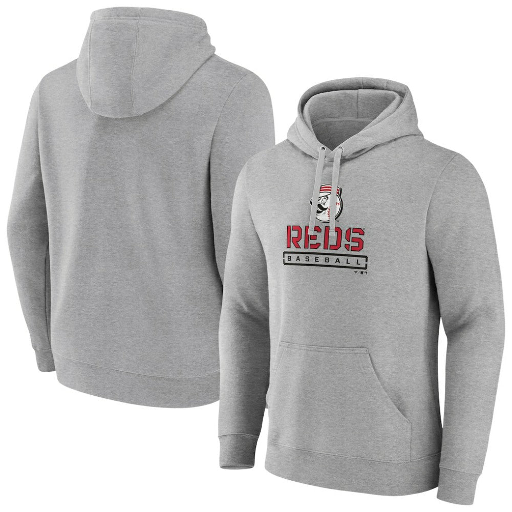 Cincinnati Reds Evanston Stencil Pullover Hoodie - Gray