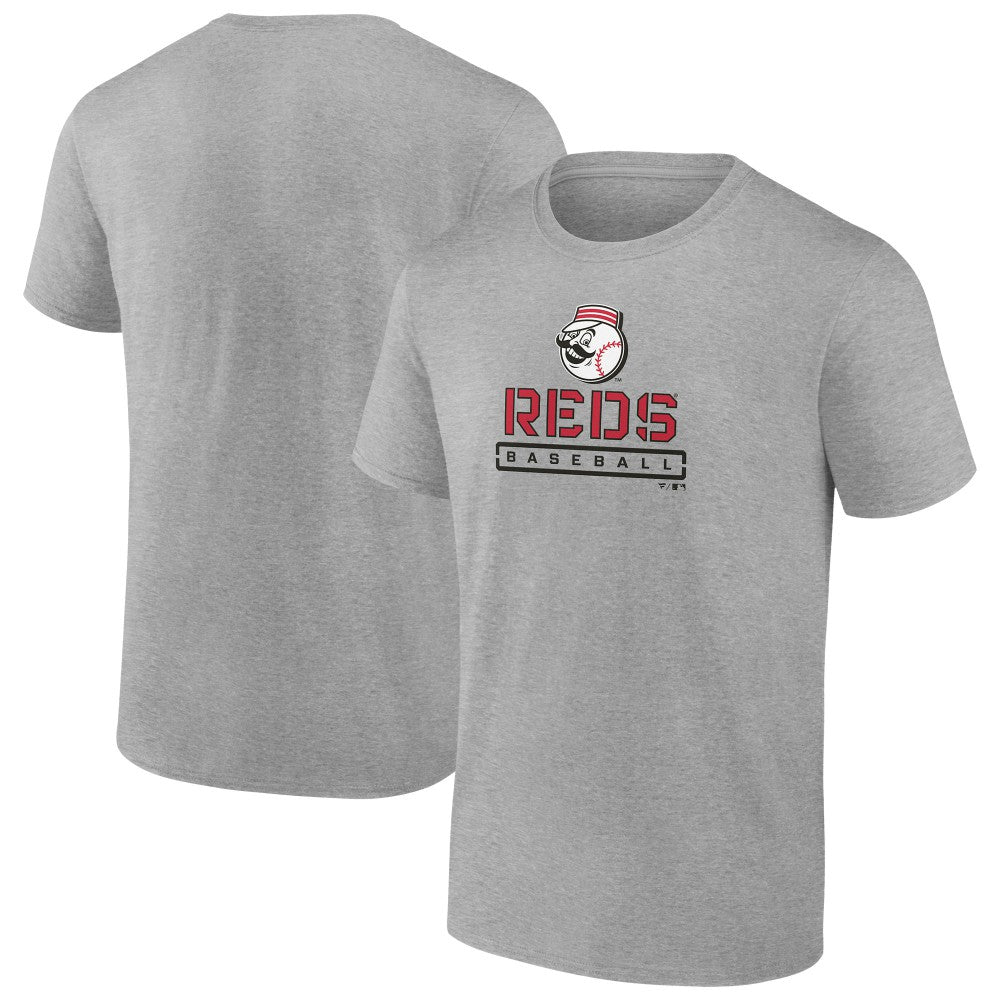 Cincinnati Reds Evanston Stencil T-Shirt - Heather Gray
