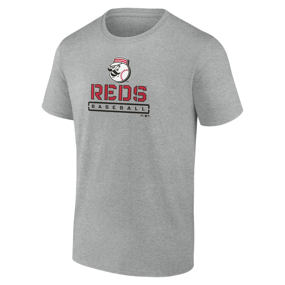 Cincinnati Reds Evanston Stencil T-Shirt - Heather Gray