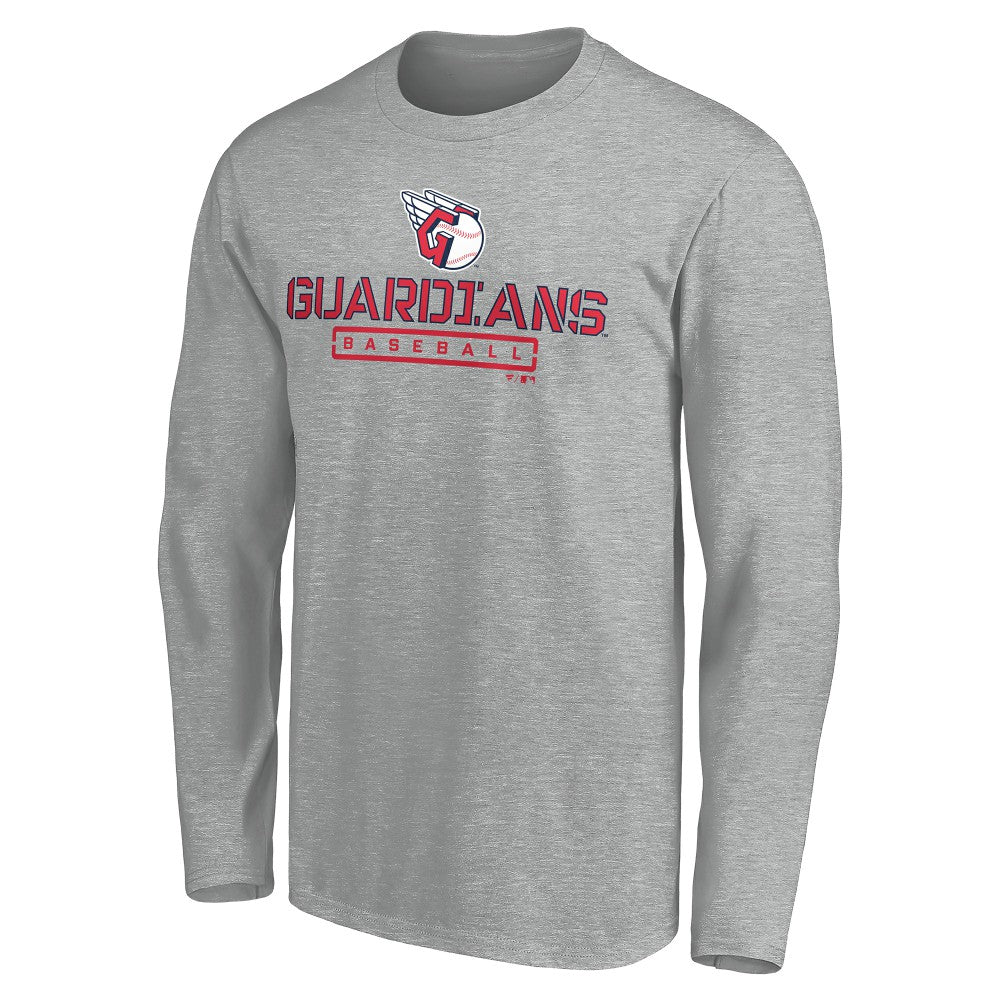 Cleveland Guardians Evanston Stencil Long Sleeve T-Shirt - Gray