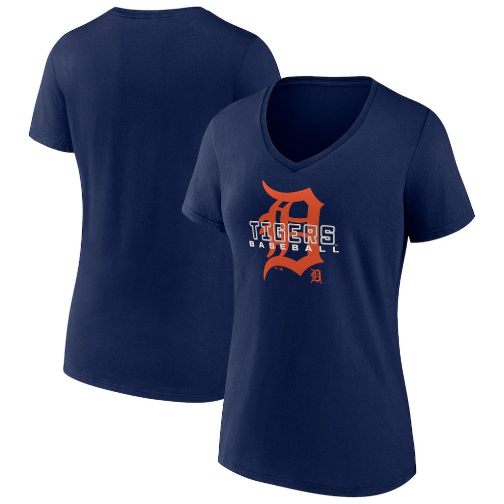 Detroit Tigers Women's Stellar V-Neck T-Shirt - Navy