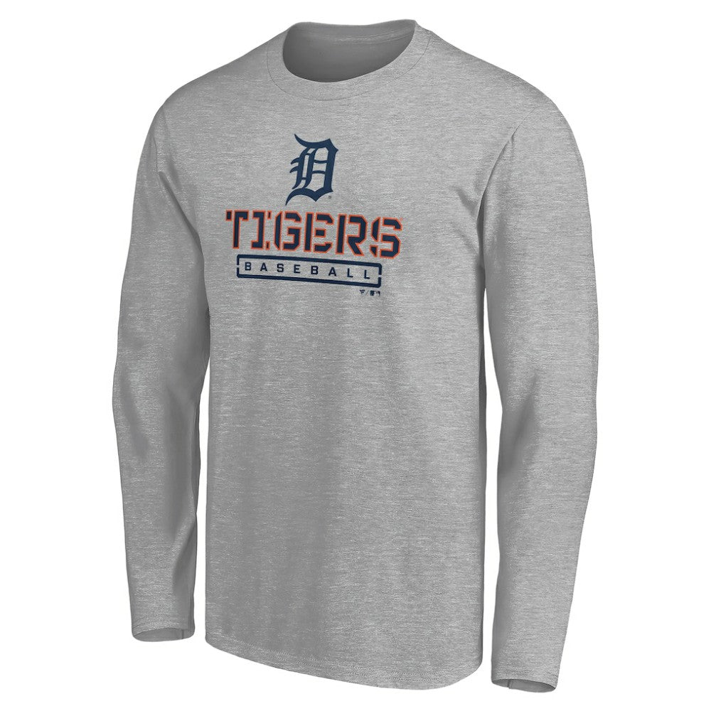 Detroit Tigers Evanston Stencil Long Sleeve T-Shirt - Gray