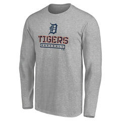 Detroit Tigers Evanston Stencil Long Sleeve T-Shirt - Gray