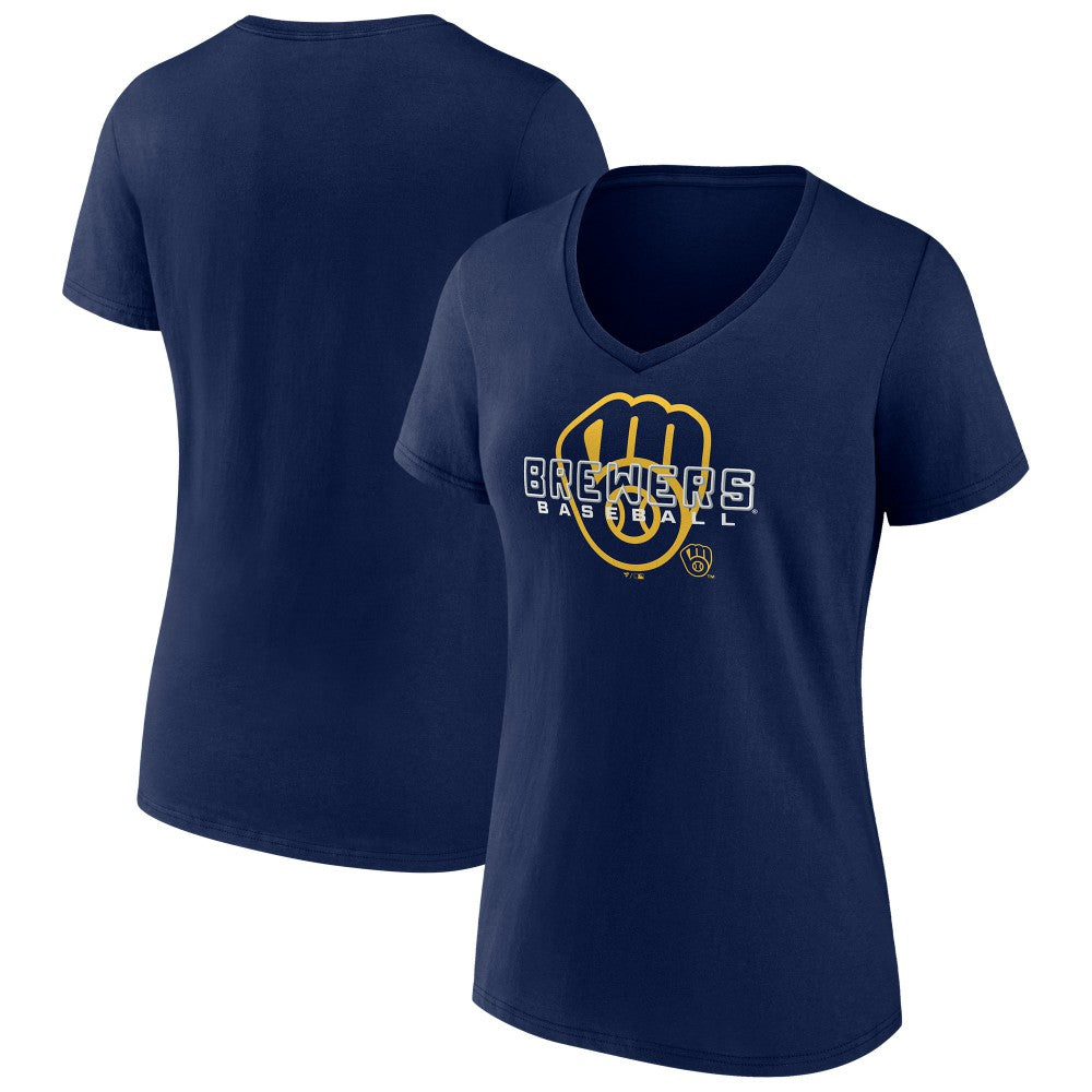 Milwaukee Brewers Women's Stellar V-Neck T-Shirt - Navy