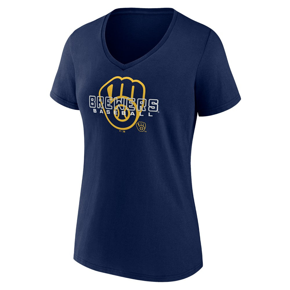 Milwaukee Brewers Women's Stellar V-Neck T-Shirt - Navy
