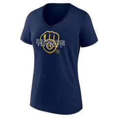 Milwaukee Brewers Women's Stellar V-Neck T-Shirt - Navy