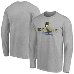 Milwaukee Brewers Evanston Stencil Long Sleeve T-Shirt - Gray