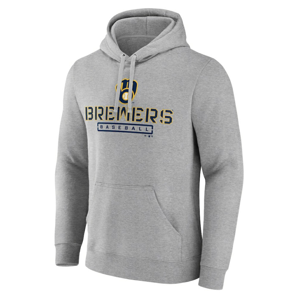 Milwaukee Brewers Evanston Stencil Pullover Hoodie - Gray