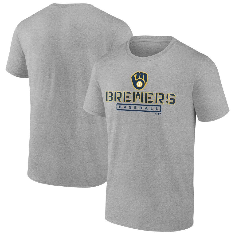 Milwaukee Brewers Evanston Stencil T-Shirt - Heather Gray