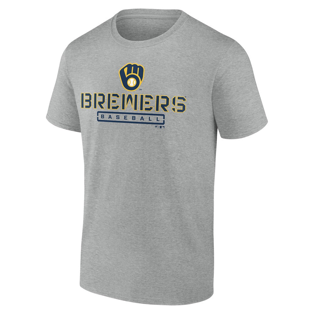 Milwaukee Brewers Evanston Stencil T-Shirt - Heather Gray