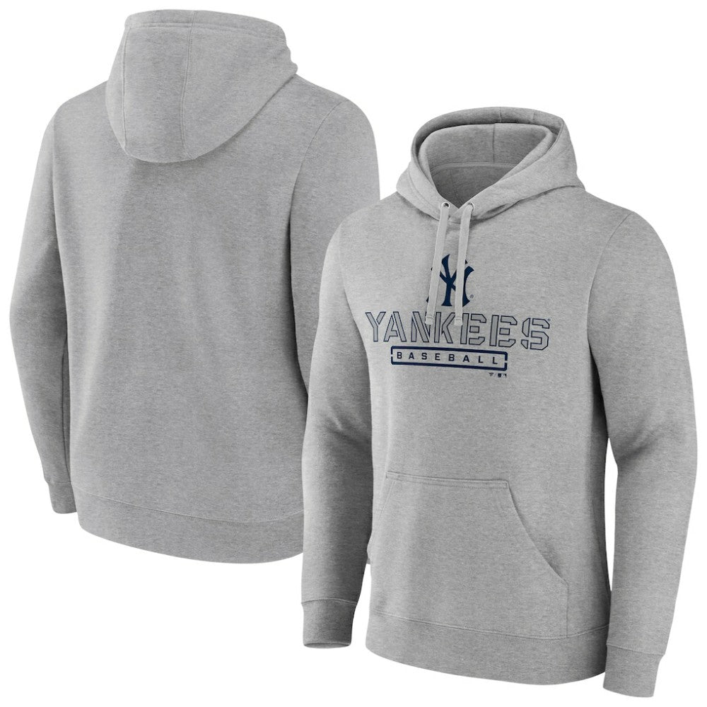 New York Yankees Evanston Stencil Pullover Hoodie - Gray
