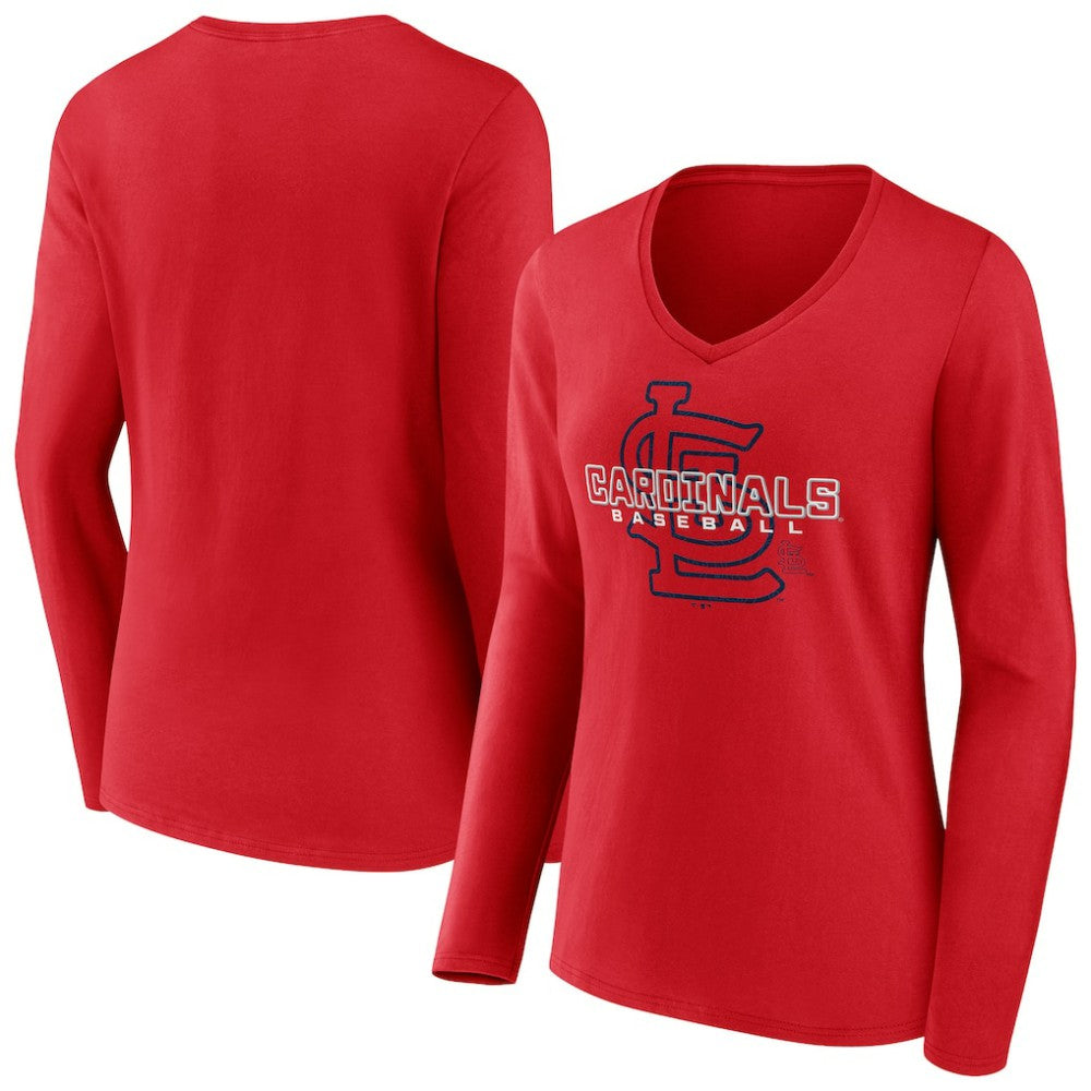 St. Louis Cardinals Women's Stellar Long Sleeve V-Neck T-Shirt - Red