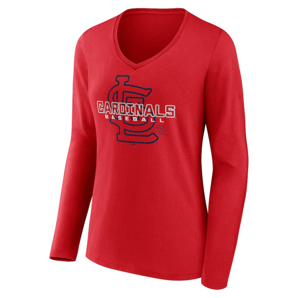 St. Louis Cardinals Women's Stellar Long Sleeve V-Neck T-Shirt - Red