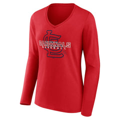 St. Louis Cardinals Women's Stellar Long Sleeve V-Neck T-Shirt - Red